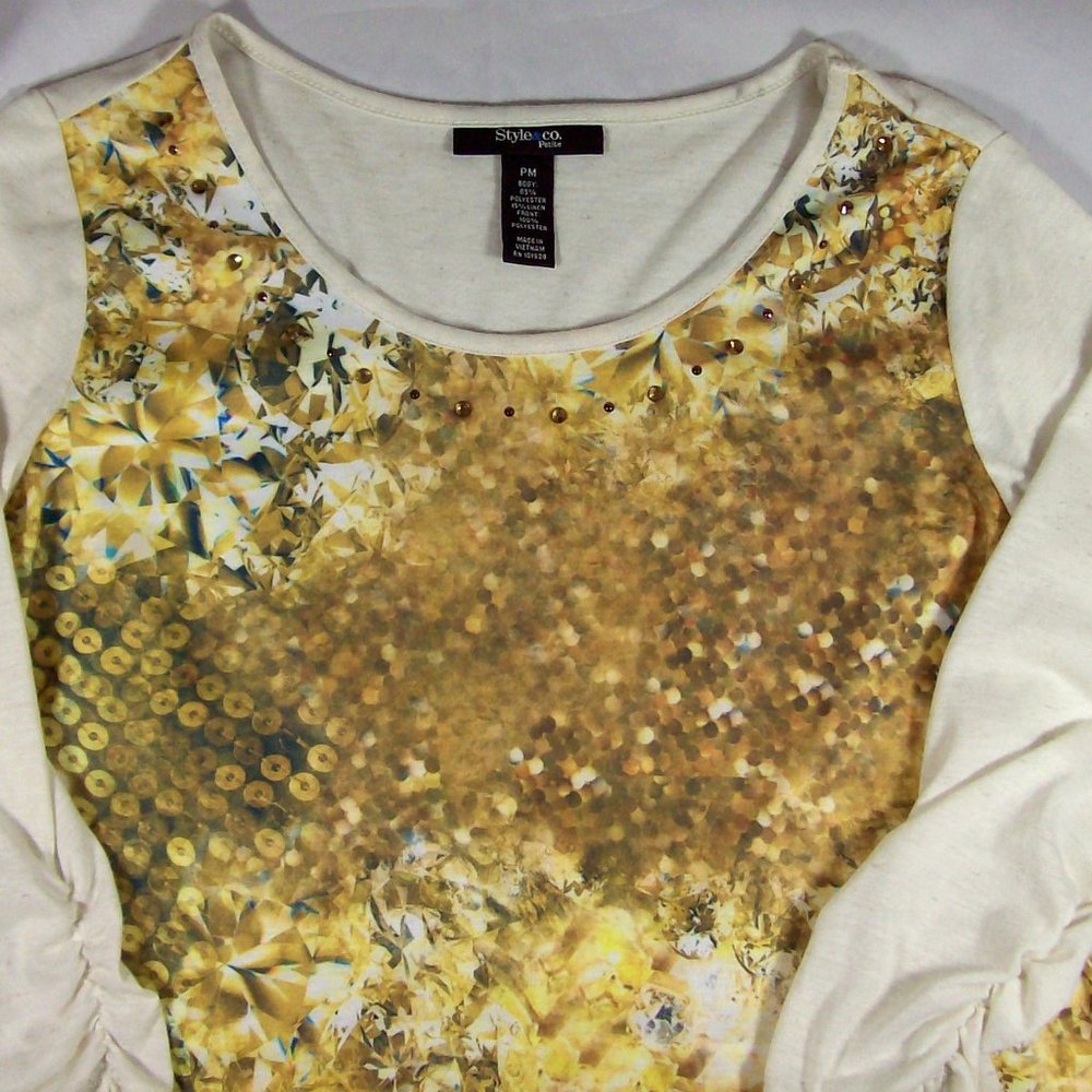 Style & Co. Gold & Yellow Print Tunic - NWOT - Picture 13 of 14